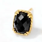 Silver Earring Agate Silverearrings Silver 7*5mm Black Onyx Studs Earring Gold Plated Black Agate Earring
