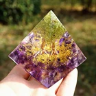 Peridot With Handmade Tree Of Life Orgone Pyramid 60mm Peridot With Tiger Eye Crystal Stone Home Decor Dropshipping