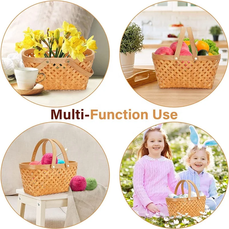 Handmade Woven Natural Storage for Home Decor Picnic Easter Kids Toys Woochip Wicker Baskets