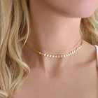 Jewelry New Trendy Gold Disc Chain Choker Layered Necklace Adjustable Jewelry Chokers For Women Stainless Steel