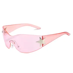 Luxury Punk Sports Sunglasses Women Brand Designer Y2K One Piece Sun Glasses Men Goggle Shades UV400 Five Star Fashion Eyewear