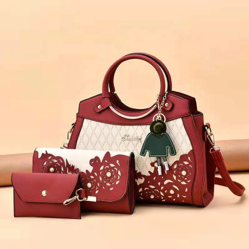 AMIQI 2310-46 2023 New Fashion Color Contrast Women's Bag Women's Handbag One Shoulder Crossbody Bun Mother Bag3Piece Women Bag