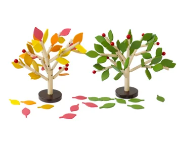 wooden creative 3D put the leaves game for children's early education imagination and creativity
