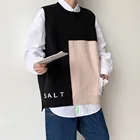 Cotton Men Vest Sweater Vest Men OEM Baggy Color Blocks 100% Cotton Crew Neck Men Sleeveless Sweater Vest