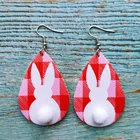 Leather Earrings Earring Earrings Personalized Plaid PU Leather Earrings Cute Easter Bunny Earring