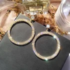 Earrings Earrings 2020 Fashion Bling Bling Big Hollow Round Circle Crystal Earrings For Girls Party