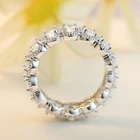 Ring Cz Eternity Solid Silver 925 Rhodium Ring White Gold Wedding Band Baguette Diamond Cz Eternity Band