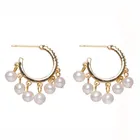 Earrings Hoop New Style 14K Gold Fashion Zircon Pearl Earrings Freshwater Pearl Big Hoop Earrings For Women
