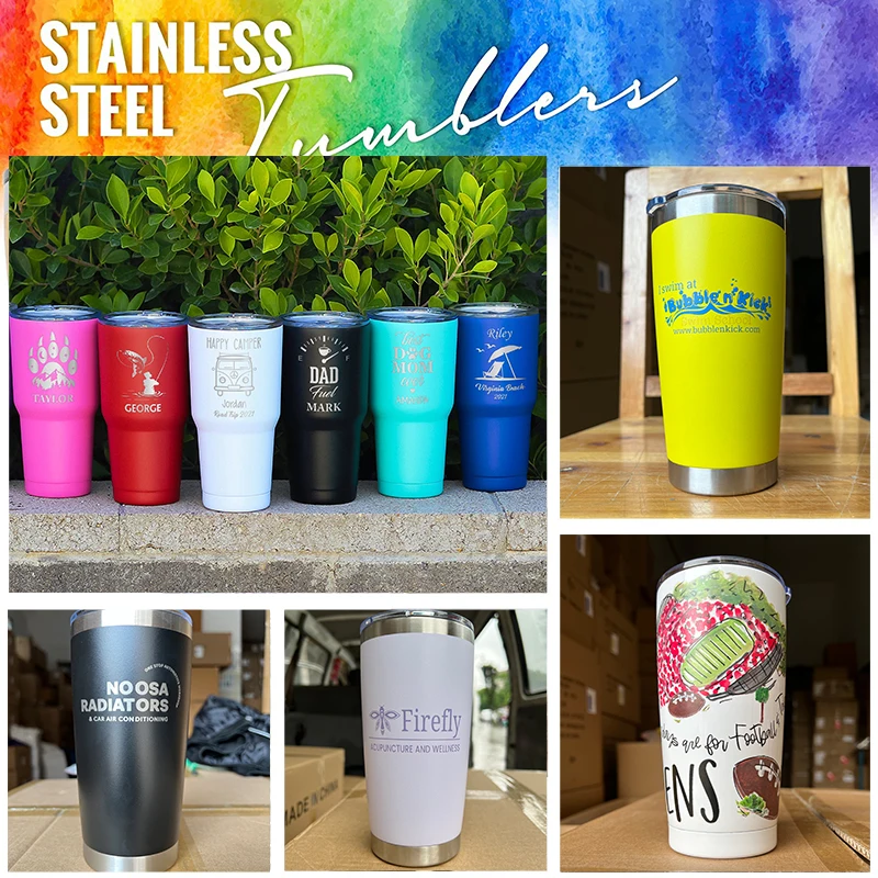 Custom logo 20 oz powder coated regular tumblers double wall vacuum insulated stainless steel coffee car travel mug