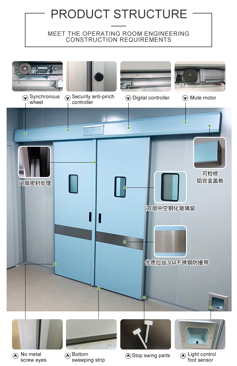 High quality X-ray proof automatic hospital door HDS CLEAN hermetic OT room medical auto sliding system door with modern design