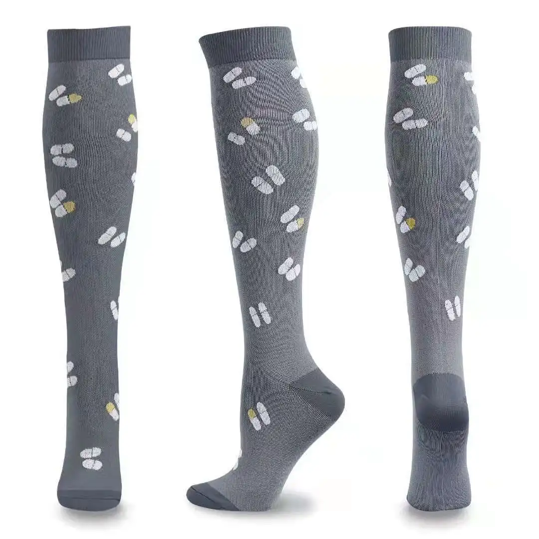Custom 20-30mmhg Sport Medical Knee High Socks Running Cycling Nurse Football Compression Socks