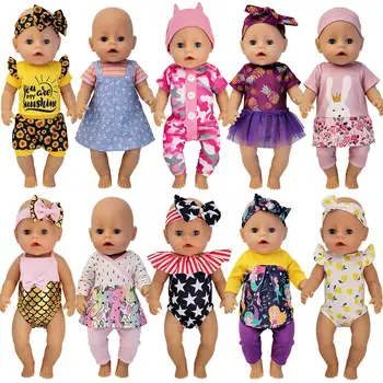 Hot Sale 10 sets 14 16 18 inch dress outfits headbands reborn doll accessories american girl baby doll clothes
