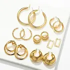 Chunky Earrings Thick Gold Plated Metal Jewelry Big C Shape Round Chunky Dangle Super Large Hoop Earrings