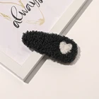 Clip Heart 2021 Fall Winter Hair Clip Fur Women Cute Heart Shape Teddy Plush Snap Korean Hair Clip