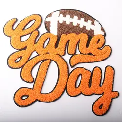 Custom Football Logo Game Day Iron on Embroidery Patch Chenille Patch For Jacket Hoodies Shirt