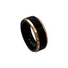 Black Bands Azorde Jewelry Black Tungsten Steel Ring 8MM Blue Mens Wedding Bands Gold Thin Line