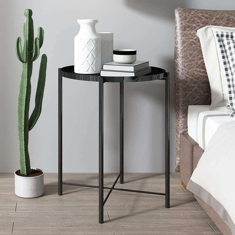Small Round Side Tables Modern Style Tray Metal End Table Accent Coffee Table For Living Room