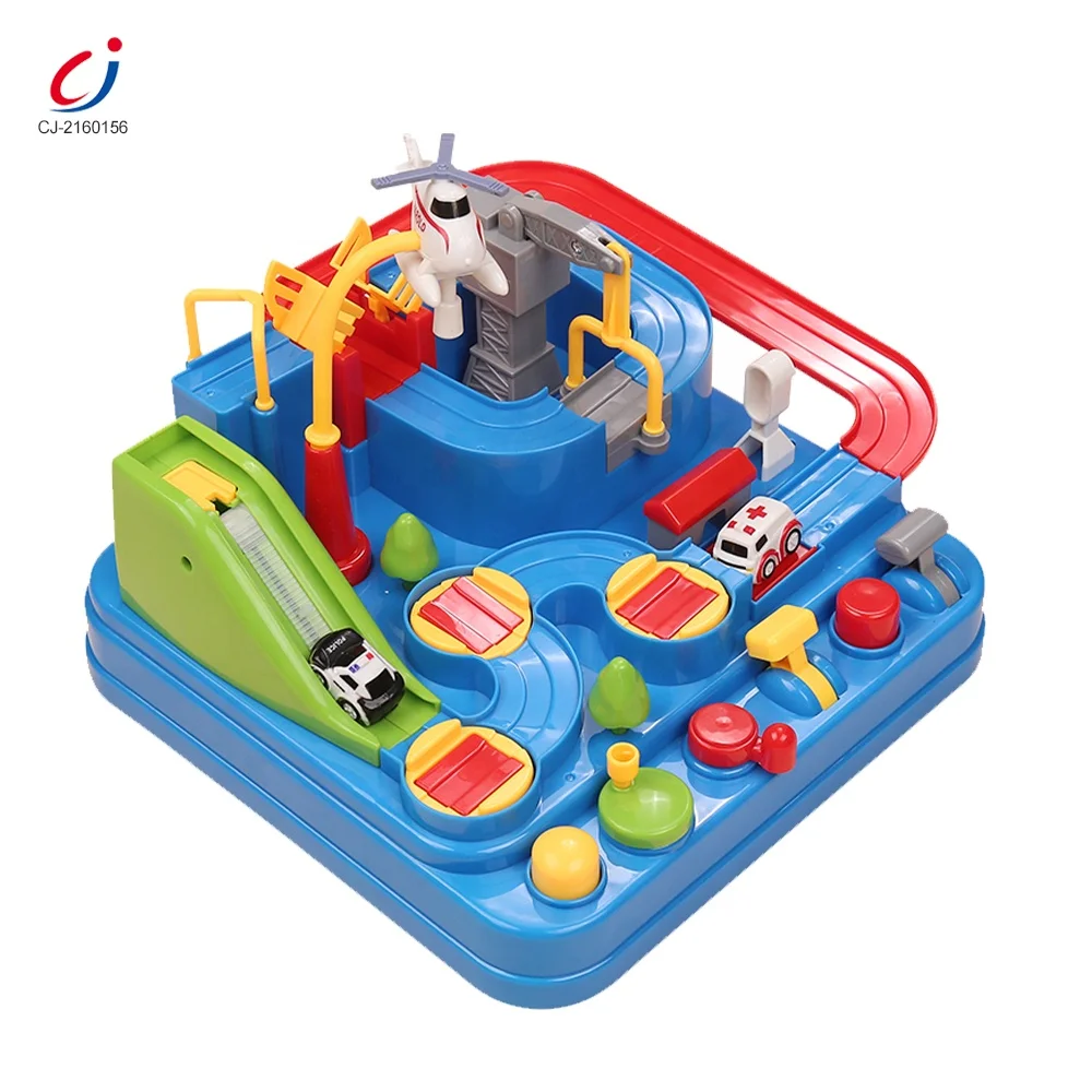 Chengji Funny rescue city play sets game kids educational racing car adventure toy parking lot car toys slot track toy