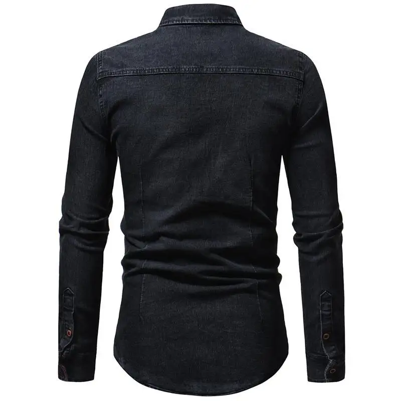 fashion mens denim shirt long sleeve