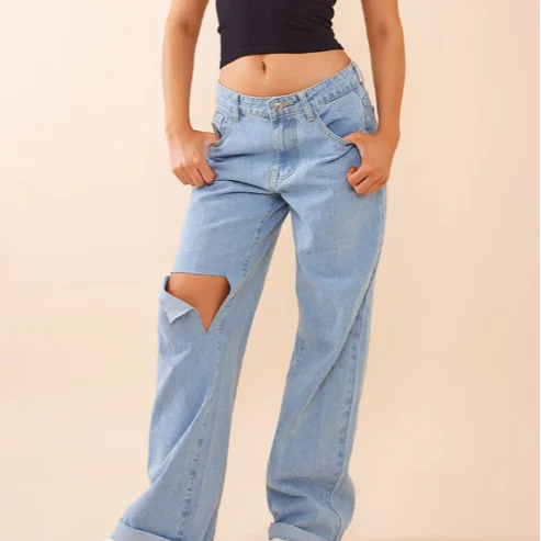high waist bell bottom casual tattered designer ripped boutique 2022 ripped women denim jean rompers jumpsuits sexy