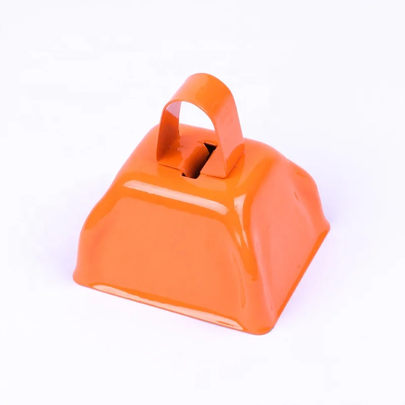 Wholesale Custom Logo Printed Sport Game 3 Inch Metal Cow Bell Noise Maker with Handle Metal Cowbell