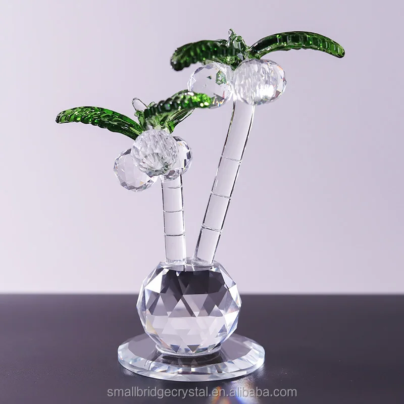 product honor of crysal coconut tree crafts polished crystal ornaments creative desktop decoration modern simple christmas gift-6