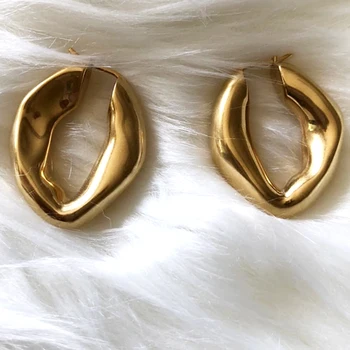 Fashion Chunky Brass Hoops 18k gold hoop earrings for Women