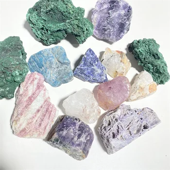 Natural Rough Stone Healing Crystal Raw Stones Malachite Pink Tourmaline For Decoration