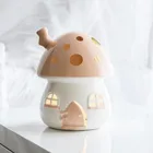 Handmade Beautiful Porcelain Cute Mushroom Night Light Ceramic House For Holiday Gifts And Home Decoration
