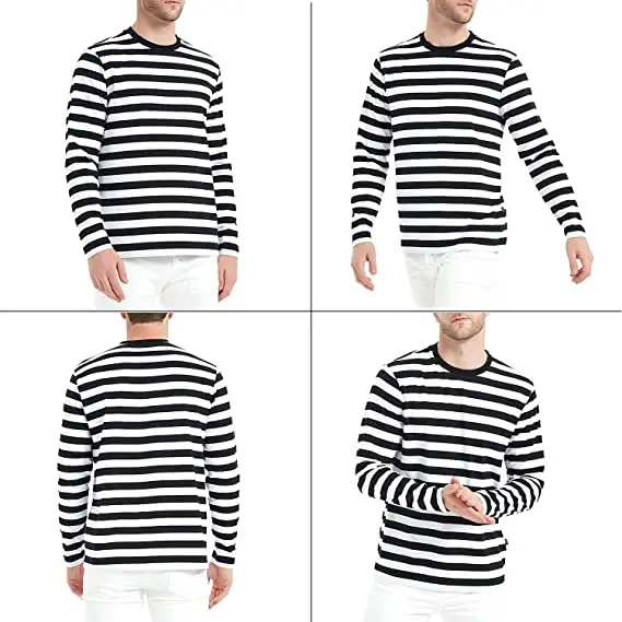 non figurative style stripe long sleeve t shirt cotton-tshirts