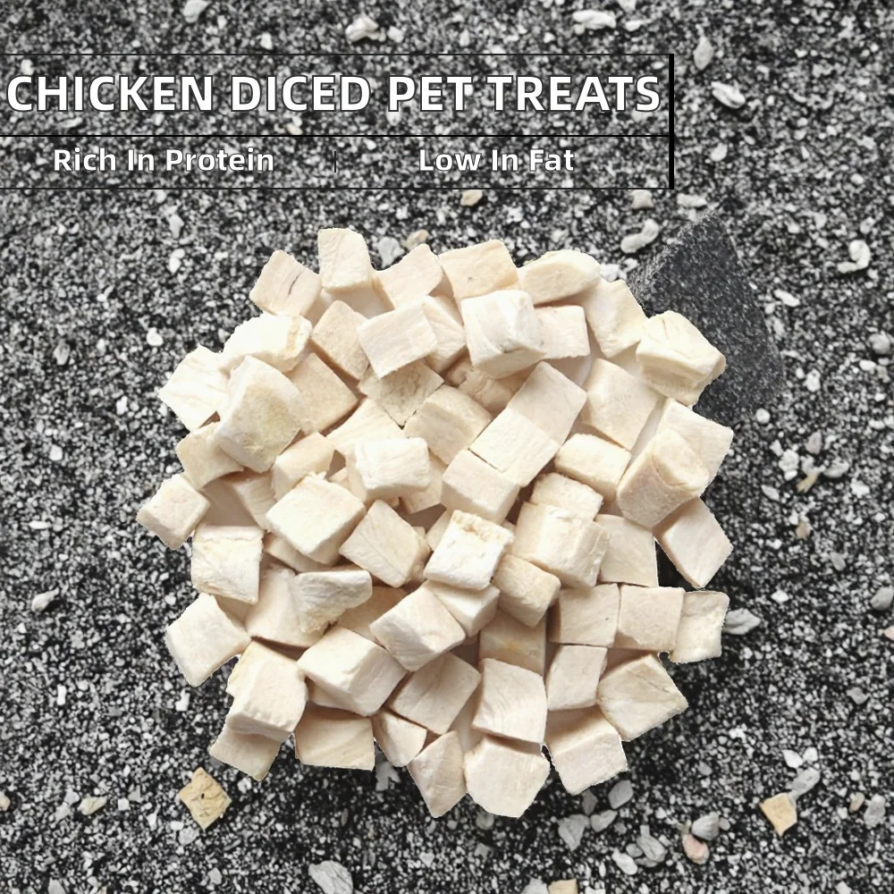 Premium Healthy High Protein Low Fat Freeze Dried Chicken Breast Dices Cubes Pet Food Treats for Small Breeds Dogs details