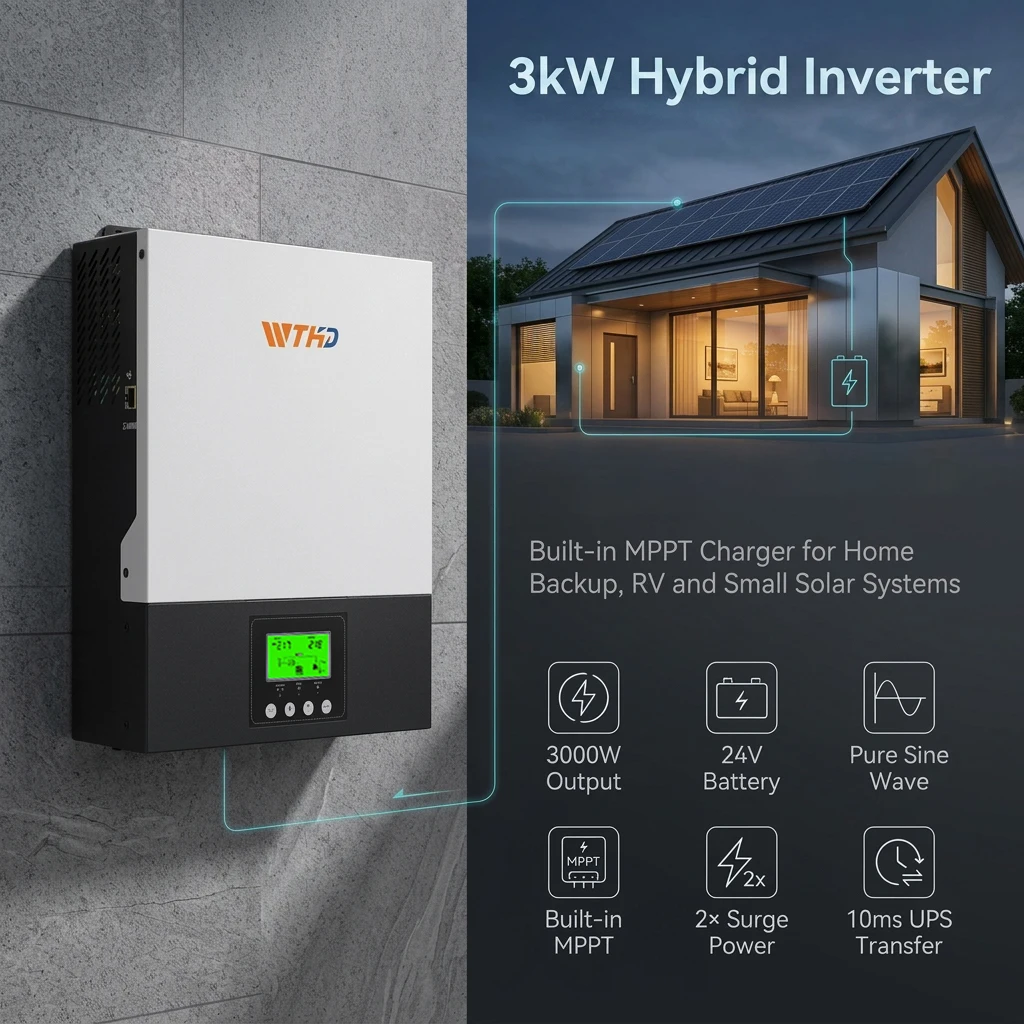 product 3kw 24v pure sine wave mppt off grid hybrid solar inverter 3000va 3000w 80a charger 90 430vdc pv range for residential power-12