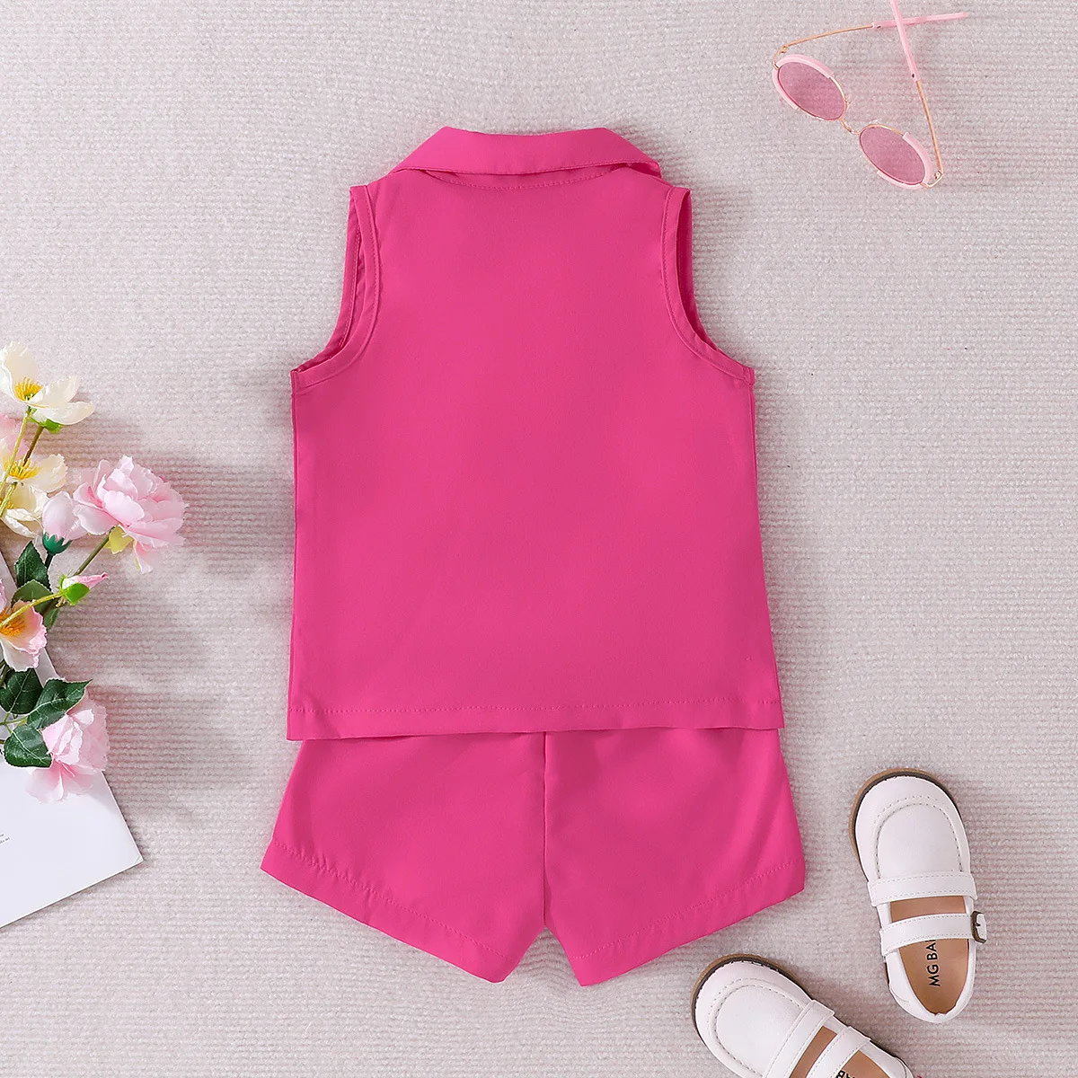 New arrival toddler girl clothes boutique kids sleeveless coat+vest+shorts clothing candy-color girl's 3pcs outfits