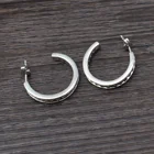 Cz Earrings Earrings Earrings Hoop Earrings Luxurious 20MM CZ Channel Setting Half Silver Hoop Earrings Women