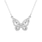 Cz Jewelry 925 Silver Necklace 925 Sterling Silver CZ Jewelry Cubic Zircon Hollow Butterfly Necklace For Women