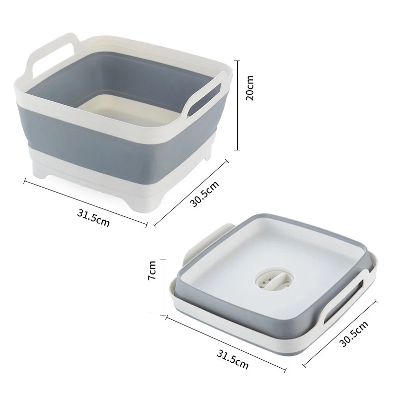 ZGQ20 Outdoor Sink Folding Square Vegetable Washing Basin Drain basket Portable Travel Vegetable Washing Bucket Fruit Basin