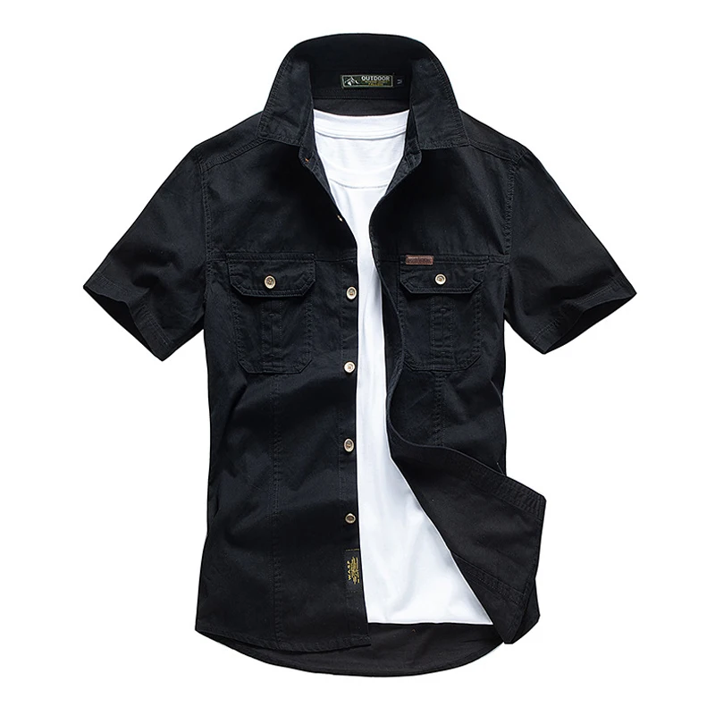 Men Short Sleeve Shirt Miletry Cargo Shirts
