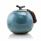 Urn Factory Direct Supplier Ceramic Urn For Human Ashes Custom Pet Ashes Urn Porcelain Blue Adult Urn