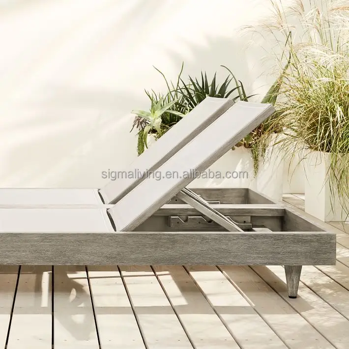 Pool patio sunbed garden set teak furniture outdoor chaise double lounger