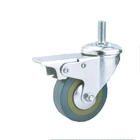 Thread Wheel Caster Wheel 100mm 100mm Grey Rubber Thread Stem Swivel Caster Wheel