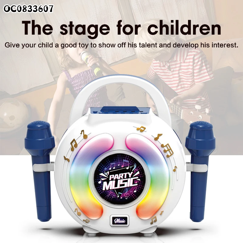 Singing kids toys portable rechargeable speaker with wireless microphone