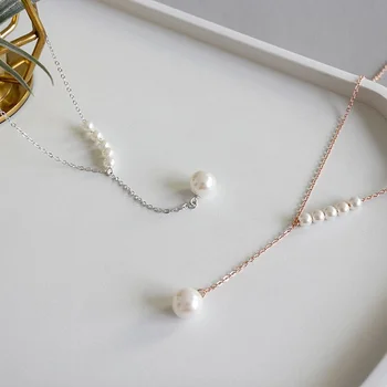 Collar de perlas elegant Y shape beads pearl chain necklace temperament jewelry women fashion 925 sterling silver necklaces jew