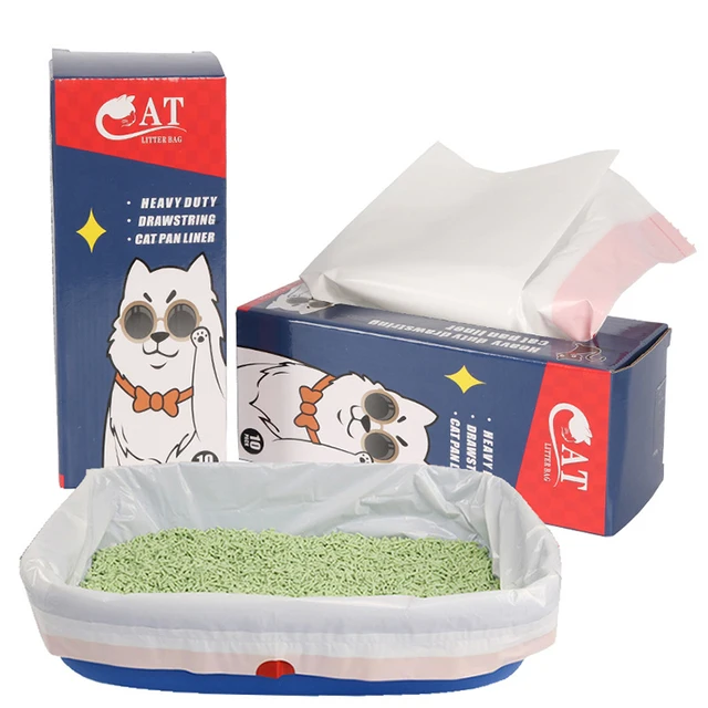 factory price LDPE pet waste clean up products disposable household durable scrath resistant drawstring cat litter pan liners