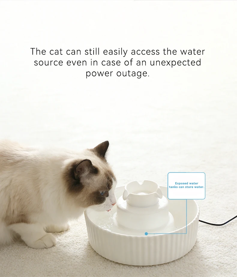 New Customizable 2.1L USB Smart Ceramic Pet Water Dispenser Silent Automatic Circulation Dog Cat Water Feeder Pet Supplies manufacture