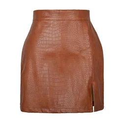 YingTang Women's Basic High Waist Faux Leather party club Bodycon Mini Pencil Skirt