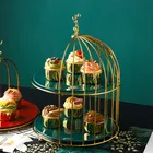 Wedding New Arrival 2021 Custom Gold Metal Bird Cage Cupcake Cake Stand For Party Wedding Decoration