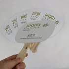 Fan Wood Fan Paper Fan Round Or Rectangle Double Side Laminated Paper Advertising Hand Fan With Wood Handle For Summer