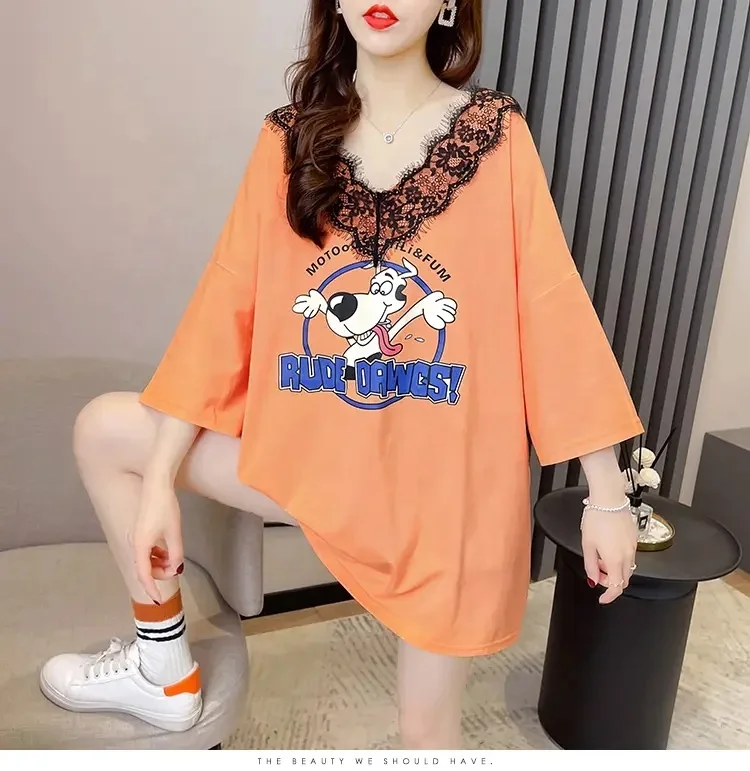 Fashionable Cotton Round Neck T-shirt For Women,Breathable And Loose,Plus Size Lowest Price Women's T-shirt With Short Sleeves