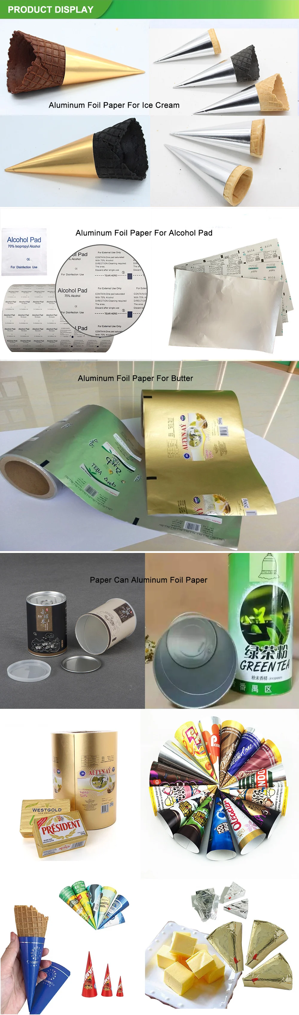 Alluminium Chocolate Foil Wrappers Ice Cream Cone Package