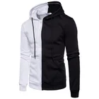 Color Jacket Men's Hoodie Color Matching Two-color Zipper Tether Jacket Large Size Hoodie